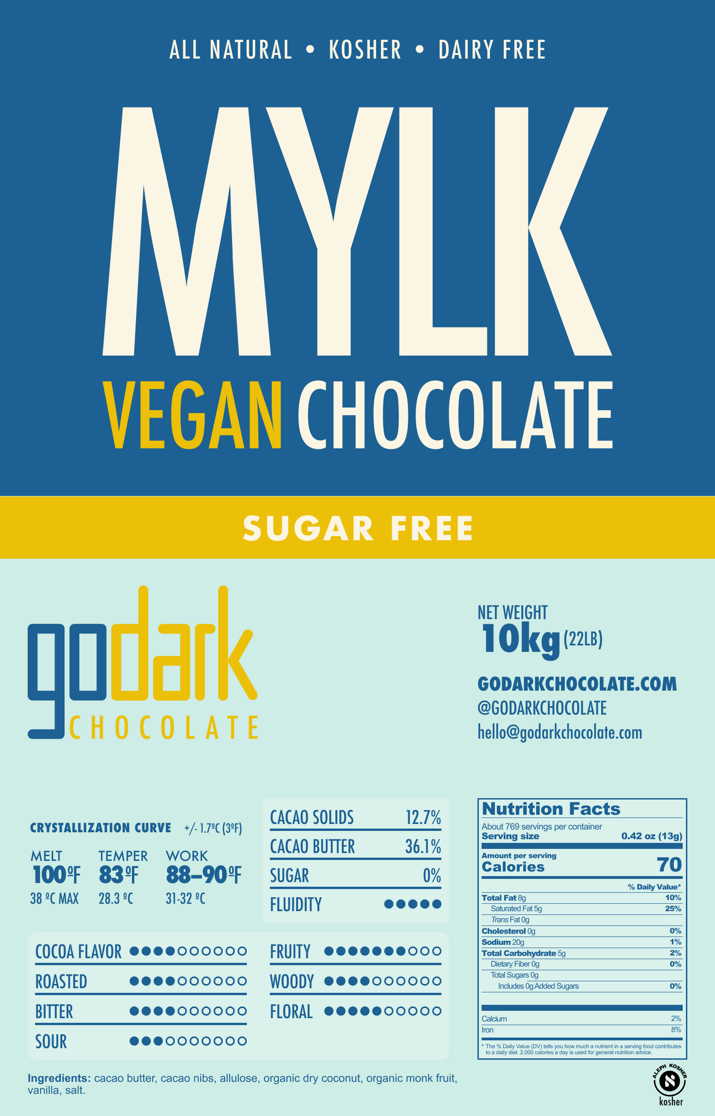 Sugar free vegan milk chocolate