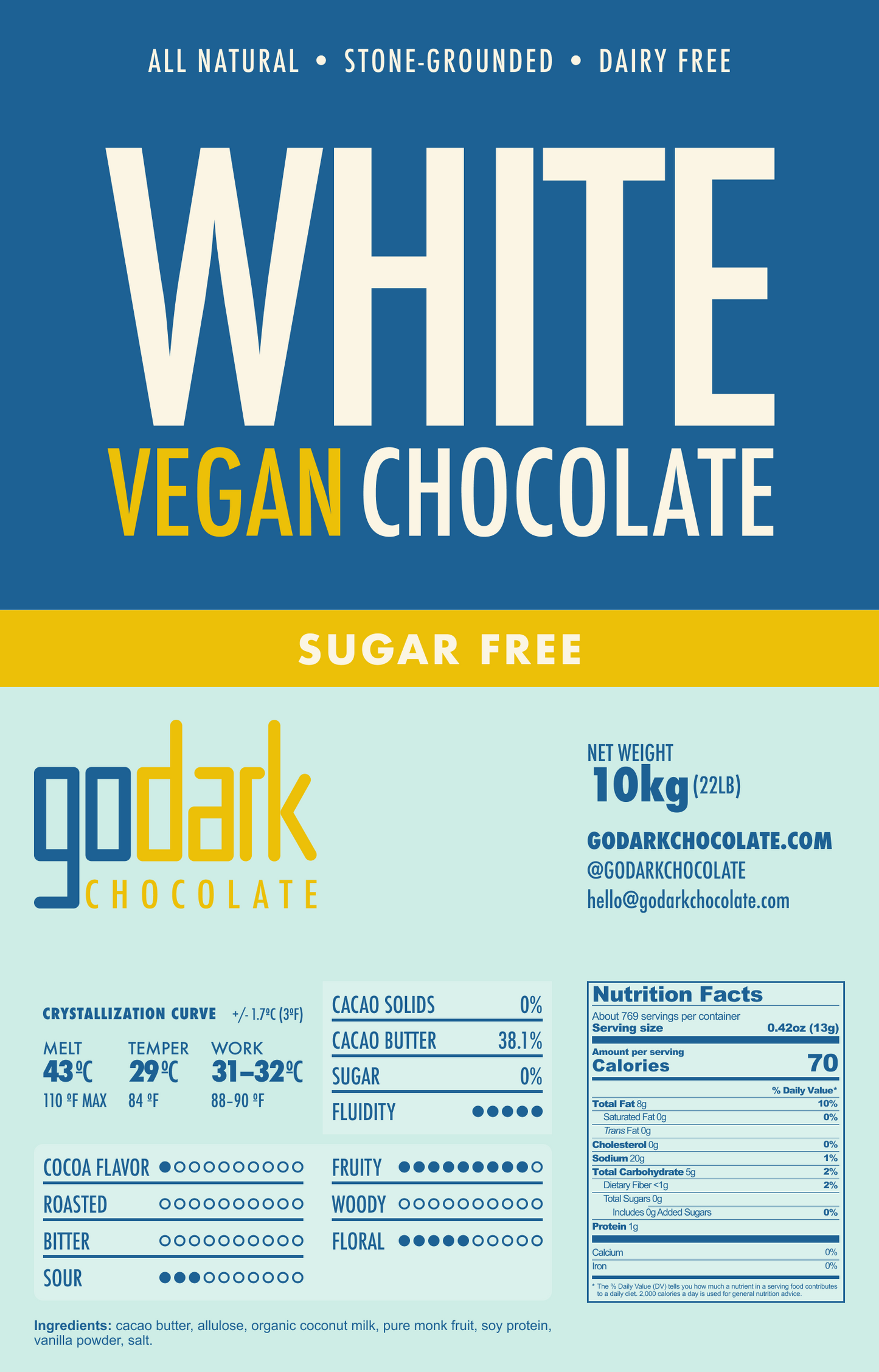 Sugar free vegan white chocolate