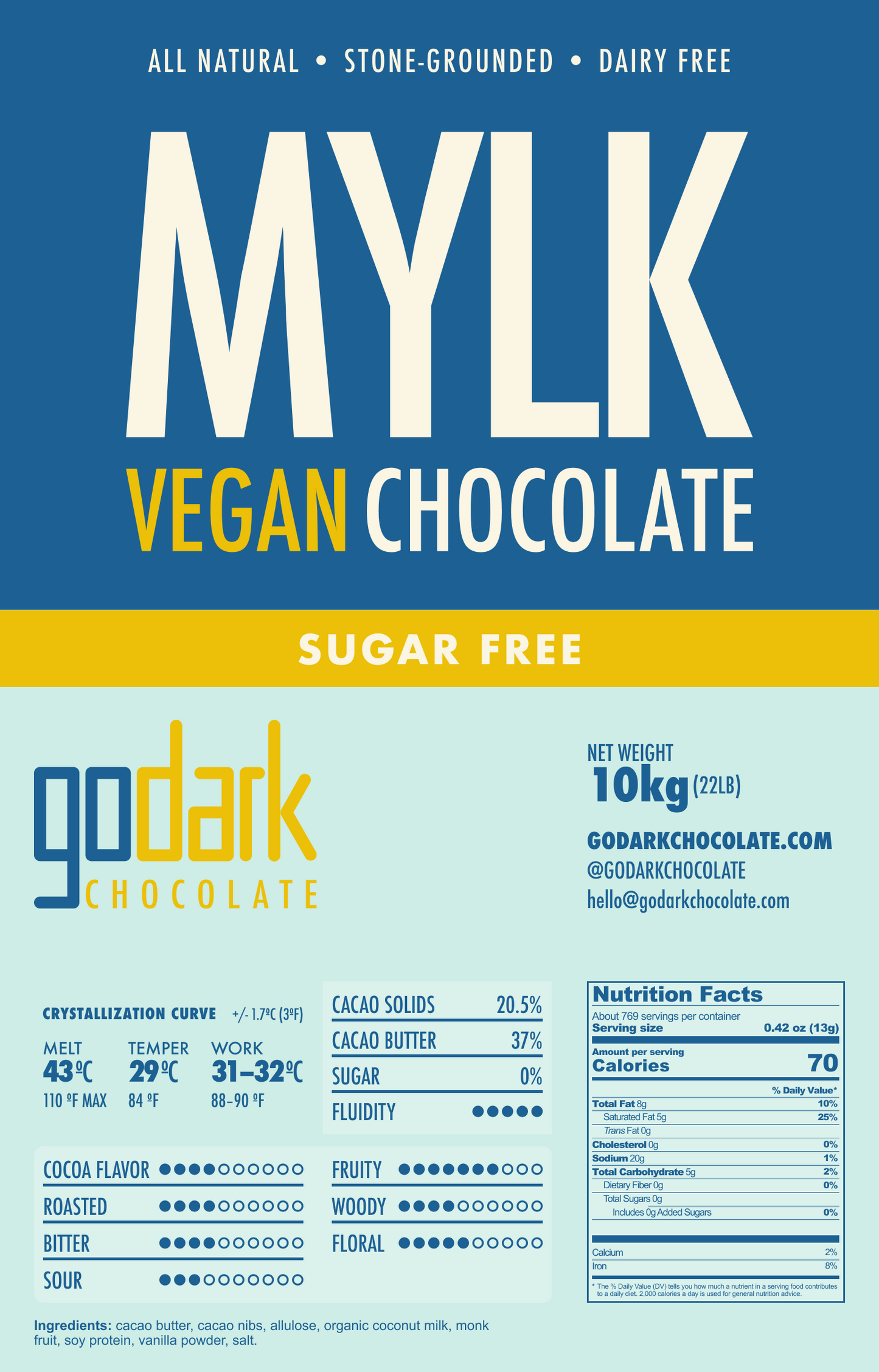 Sugar free vegan milk chocolate