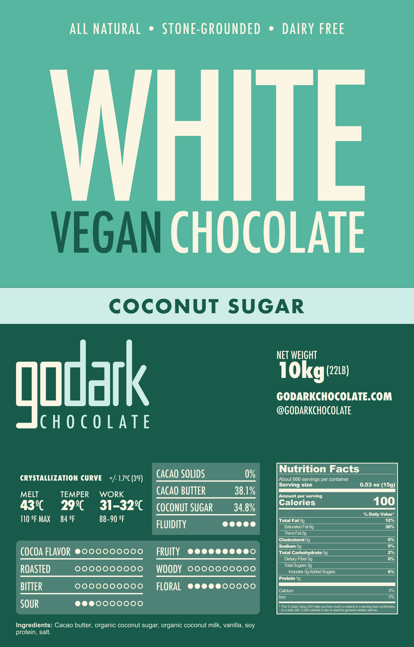 Vegan white chocolate with coconut sugar