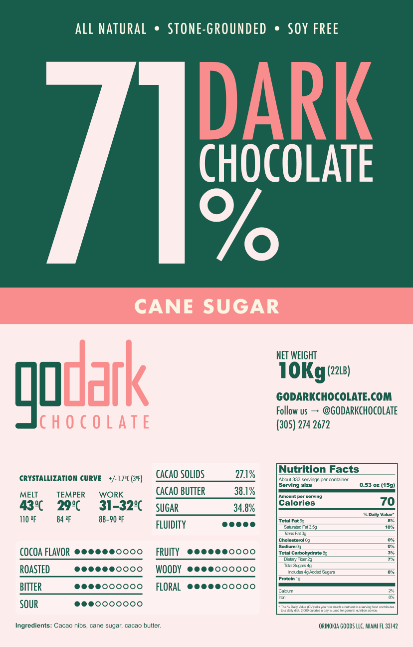71% dark chocolate with cane sugar